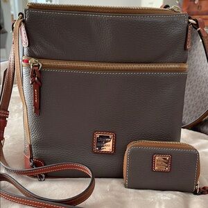 Dooney & Bourke Elephant Grey Crossbody Bag and Wallet Set